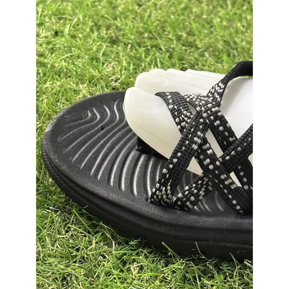 Chacos Womens 11 Black Strappy Outdoor‎ Sandals with Textured Footbed